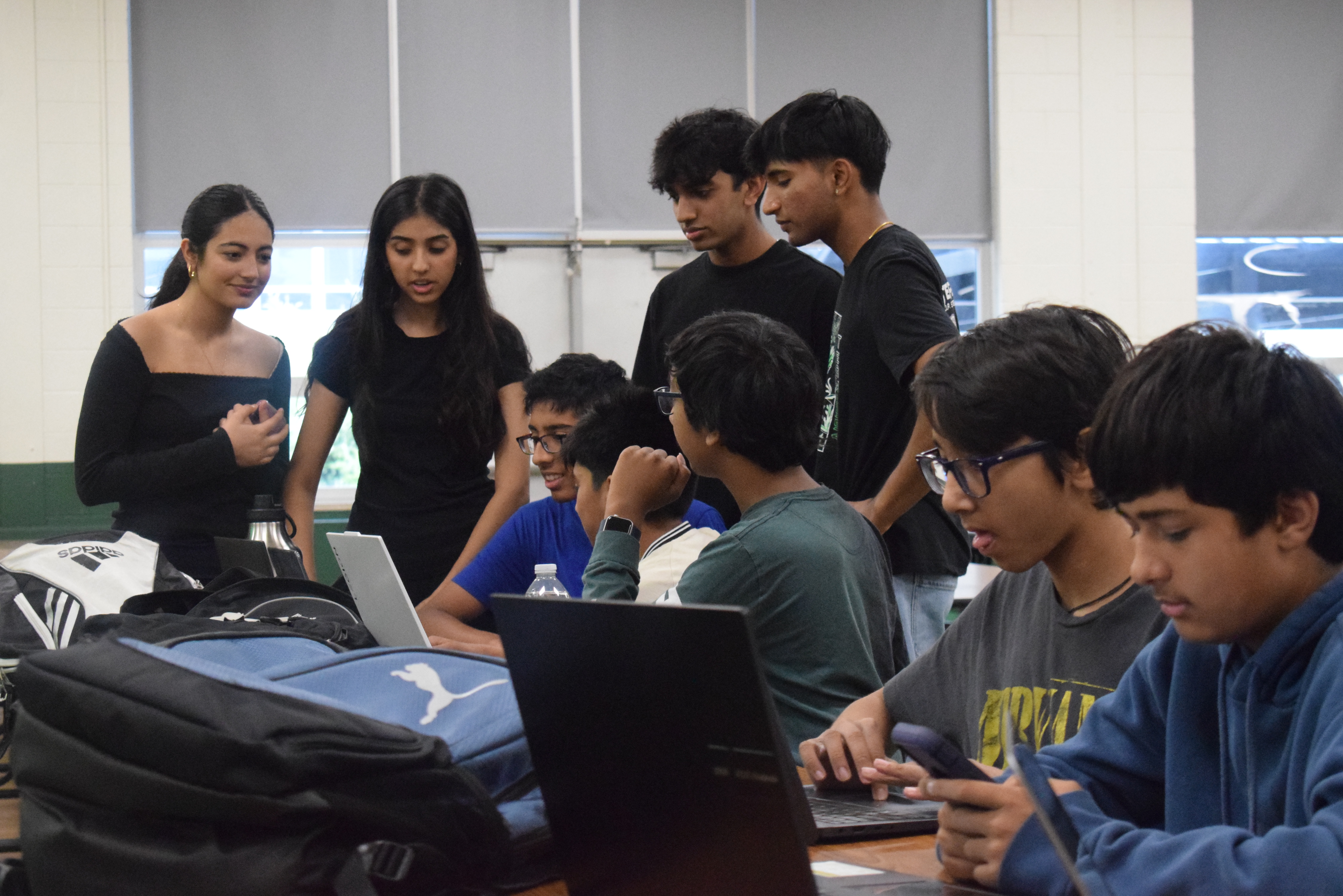 Students collaborating at a hackathon